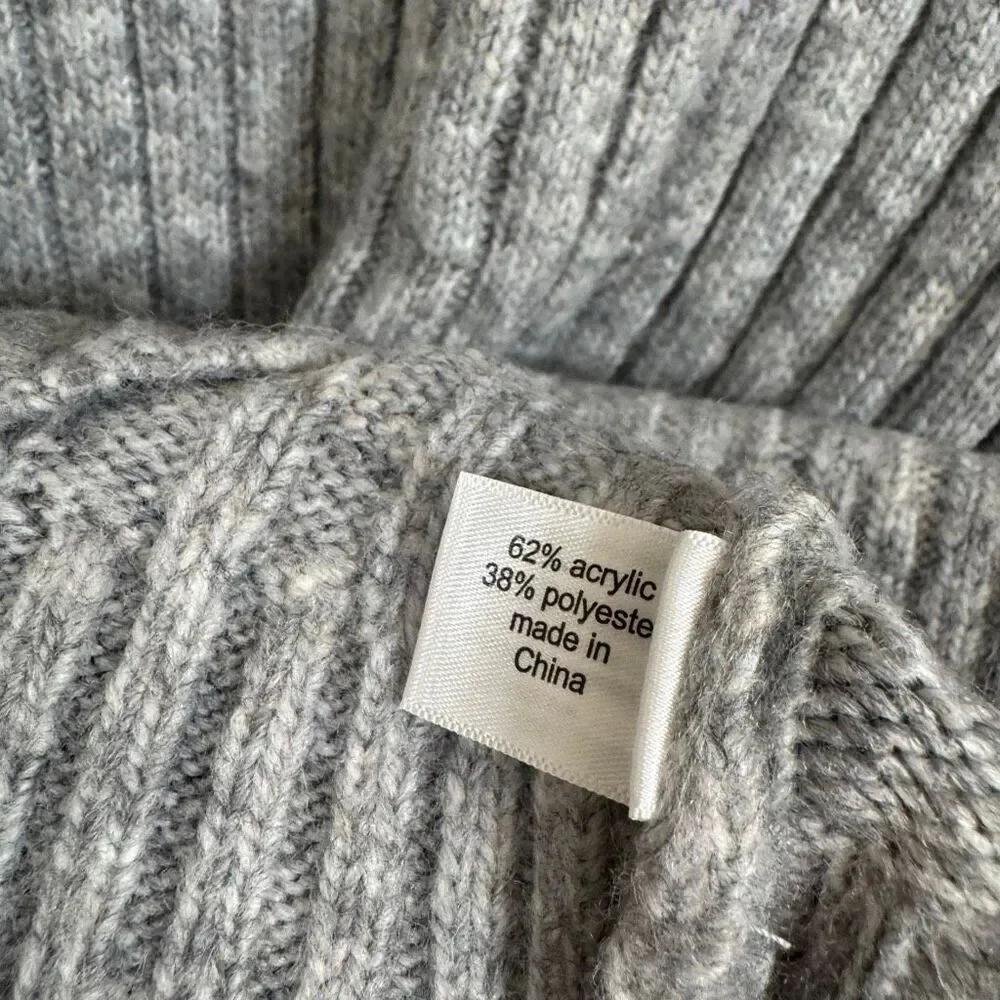 Lane Bryant Light Gray Ribbed Pearl Embellished-Sleeve Sweater 26/28 4X NWT